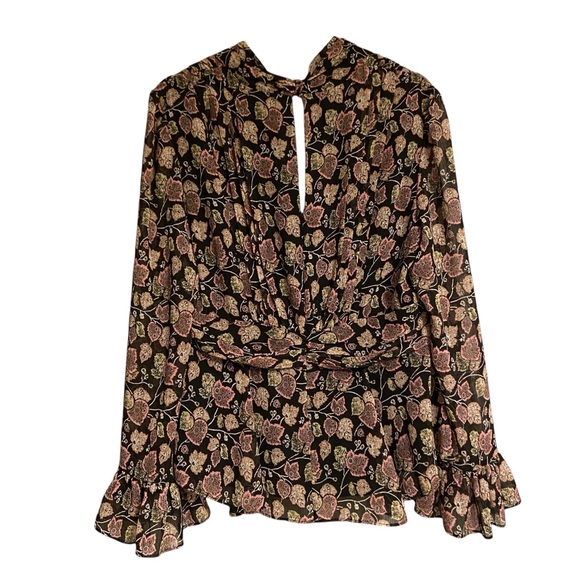 Cinq à Sept Black and Pink Floral Blouse - Picture 1 of 7